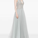Abito lungo con scollo a V in grigio Costarellos - donna 