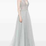 Abito lungo con scollo a V in grigio Costarellos - donna 