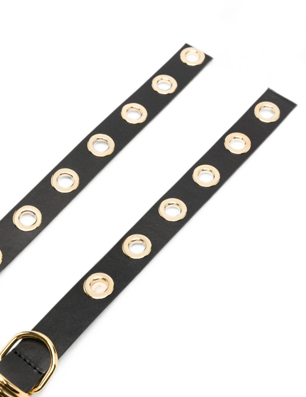 Cintura in pelle full rivet in nero 