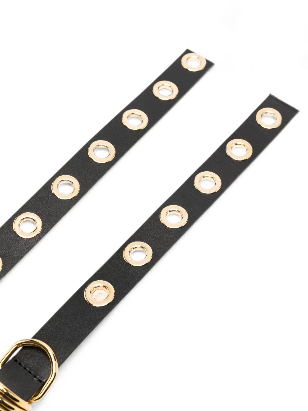 Cintura in pelle full rivet in nero 