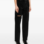 Jeans a gamba affusolata con cristalli in nero Golden goose - donna 