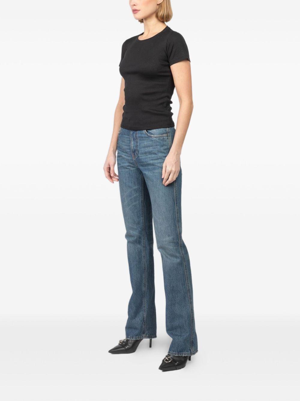 T-shirt a costine con girocollo in nero Aya muse - donna 