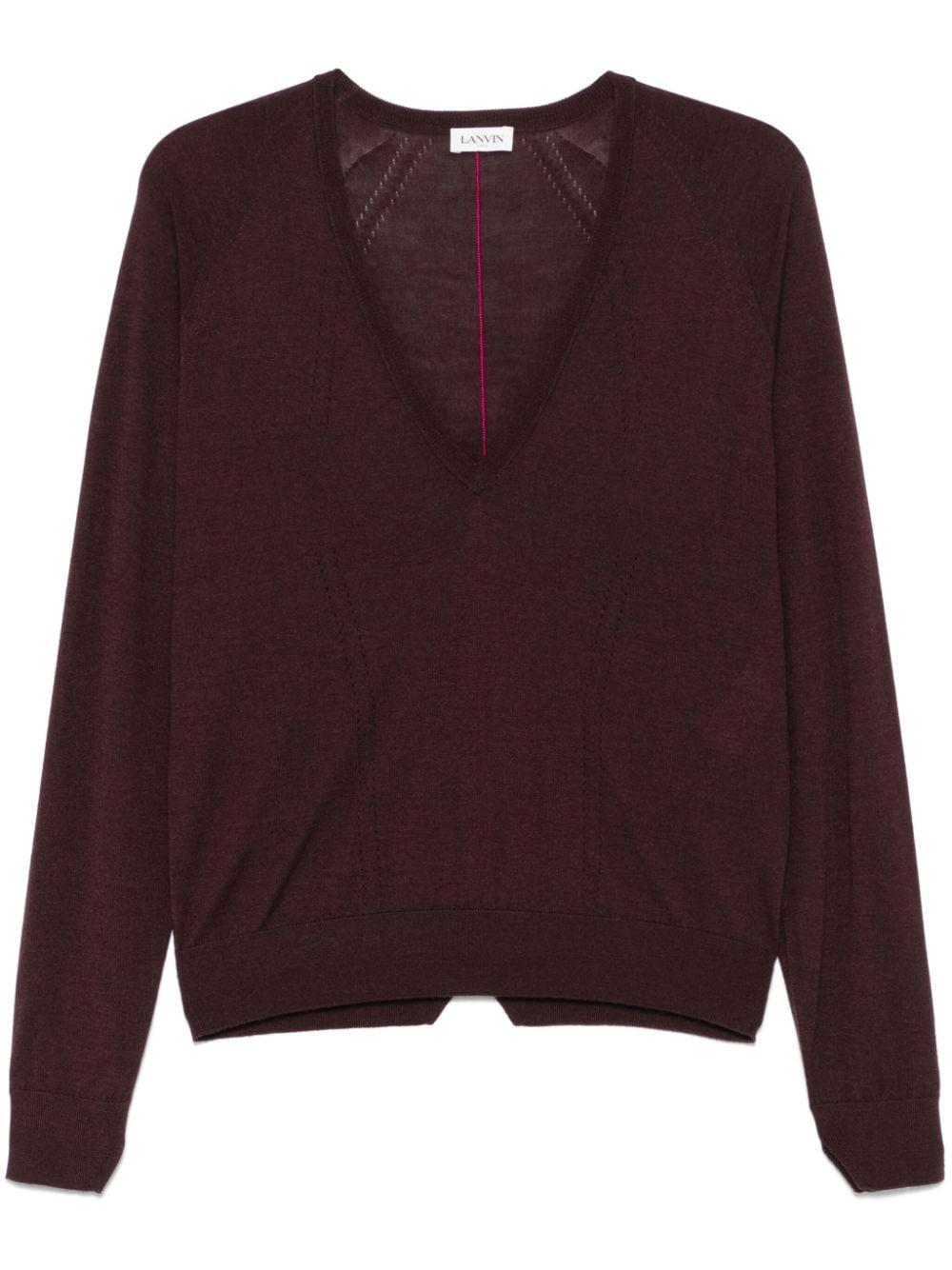 Maglione con scollo a v  in bordeaux Lanvin - donna 