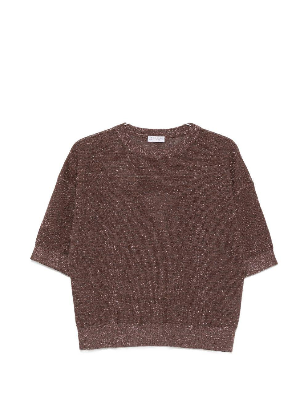 Top con effetto metallico in marrone Brunello cucinelli - donna 