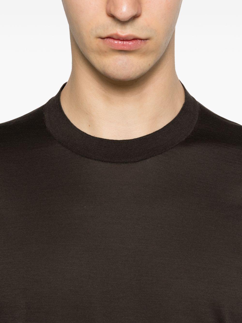T-shirt a maniche corte con scollo rotondo in marrone Zegna - uomo 
