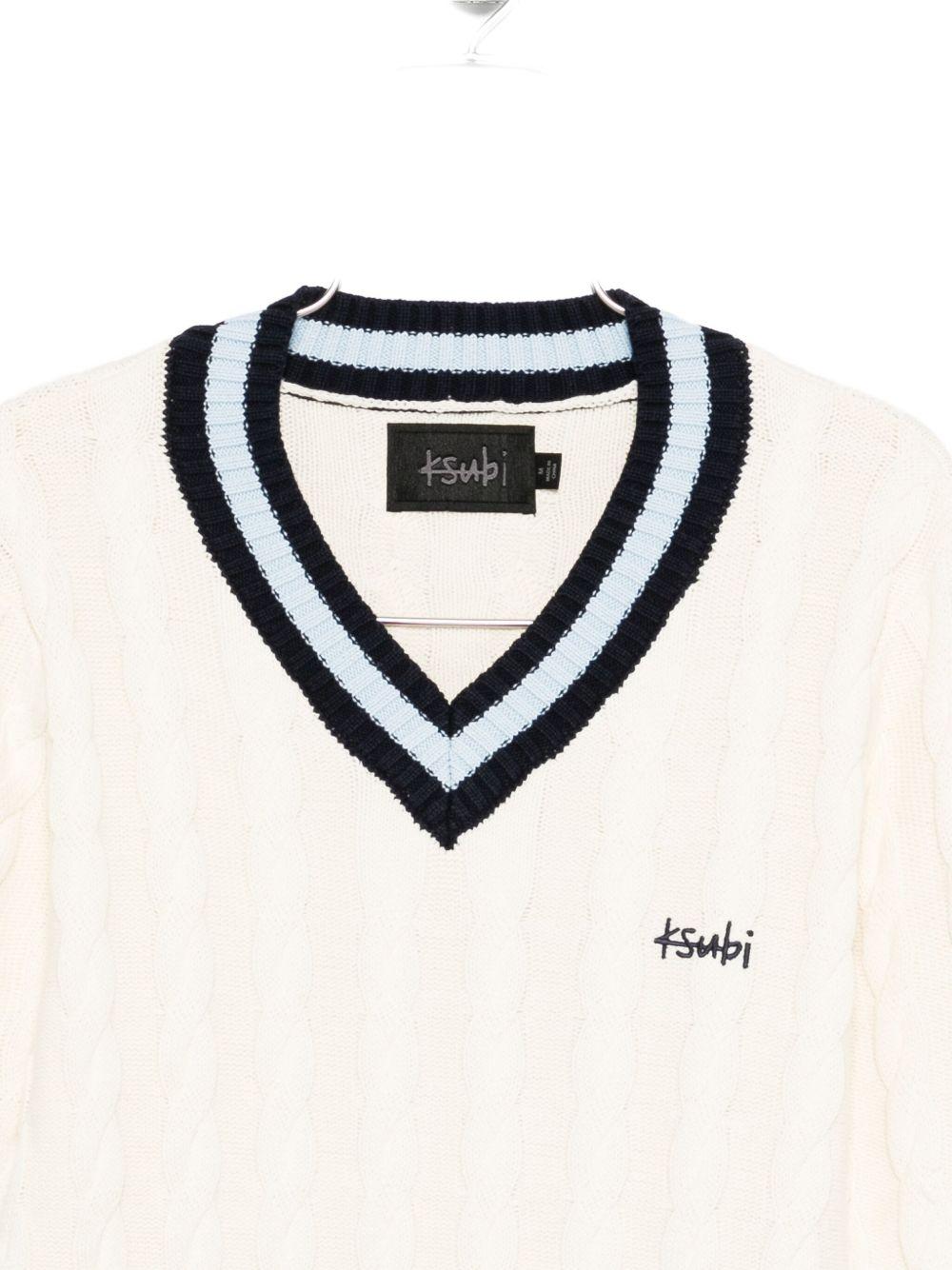 Maglione con scollo a V in bianco Ksubi - uomo 