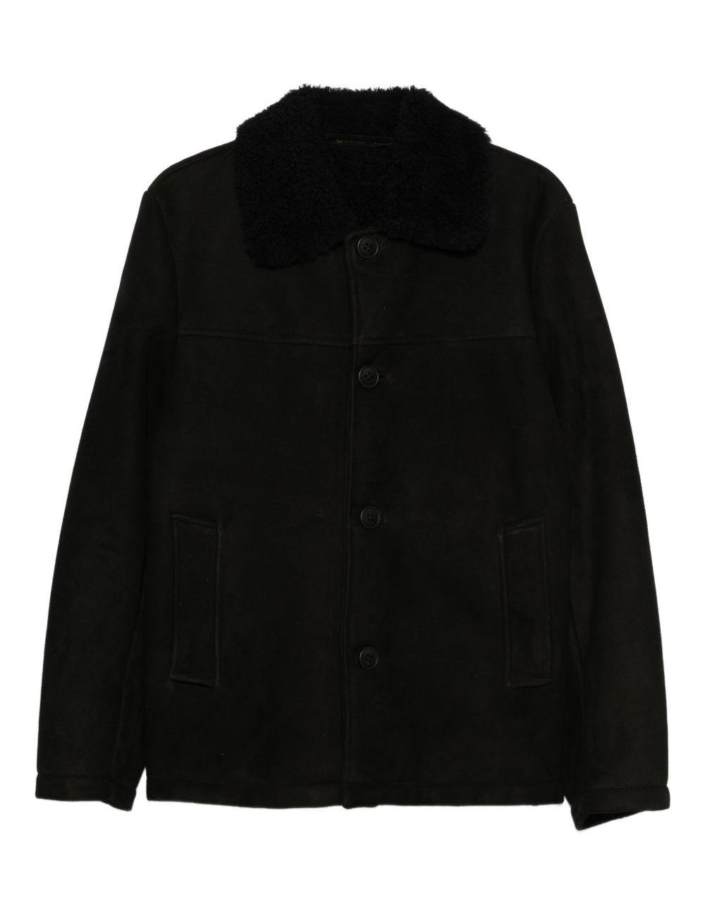 Cappotto con collo in shearling nero Salvatore Santoro - uomo 