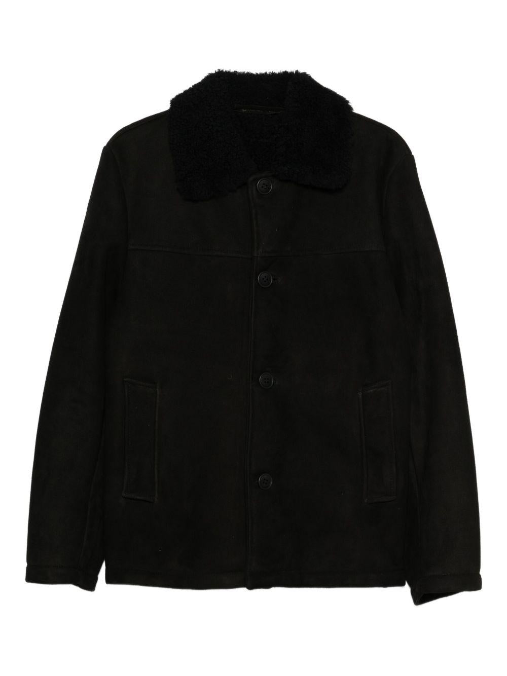 Cappotto con collo in shearling nero Salvatore Santoro - uomo 