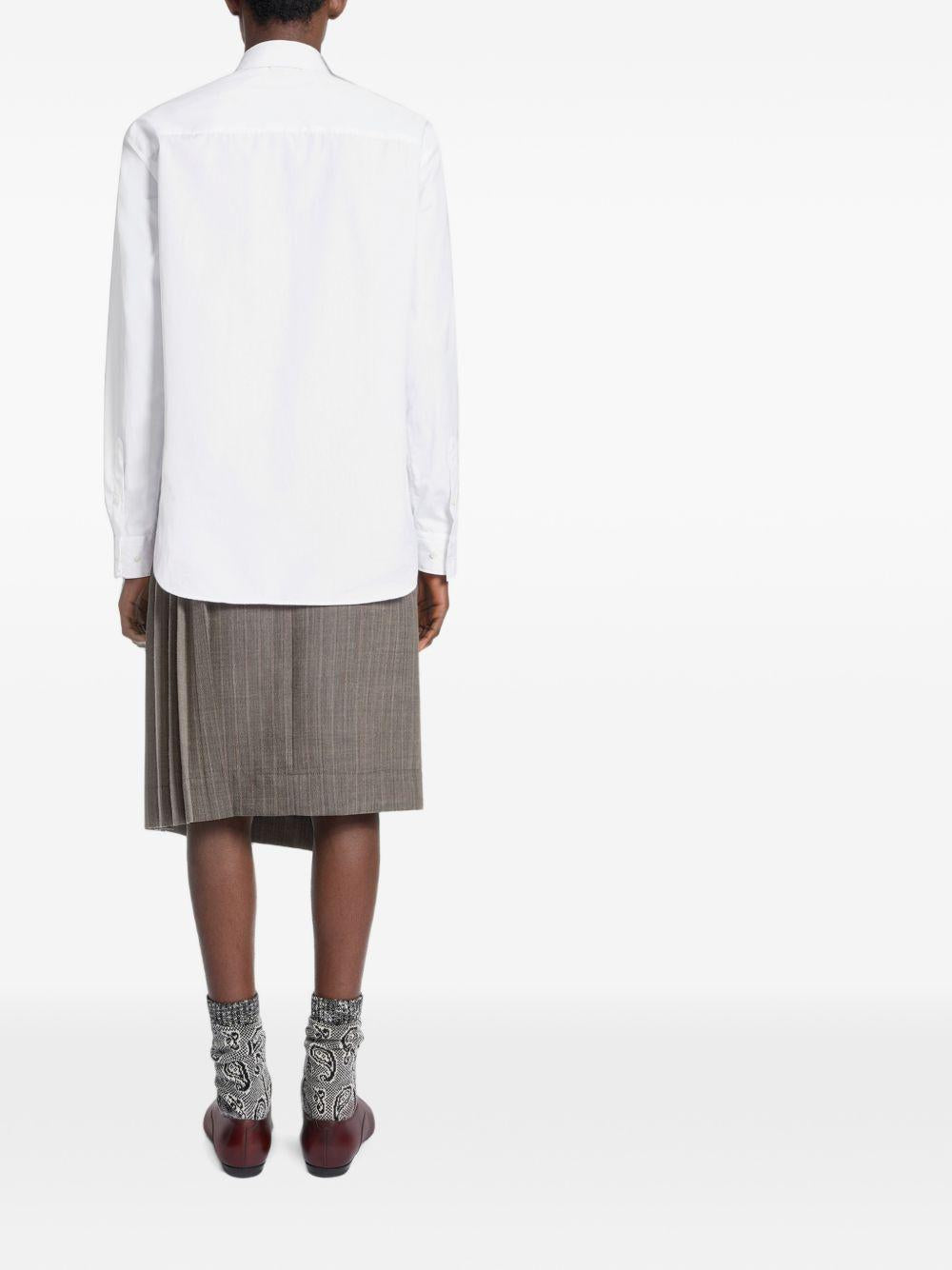 Camicia con dettaglio cravatta in cotone bianco 