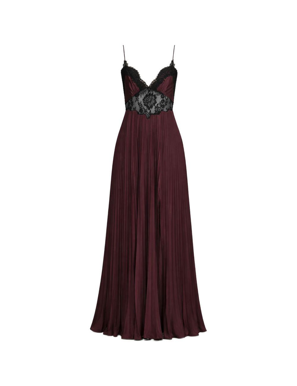 Abito lungo con inserti in pizzo nero e marrone Self-Portrait - donna 