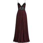 Abito lungo con inserti in pizzo nero e marrone Self-Portrait - donna 