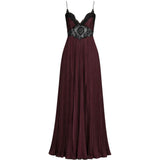 Abito lungo con inserti in pizzo nero e marrone Self-Portrait - donna 