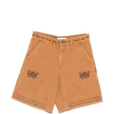 Pantaloncini ricamati con motivi floreali in marrone Found - uomo 