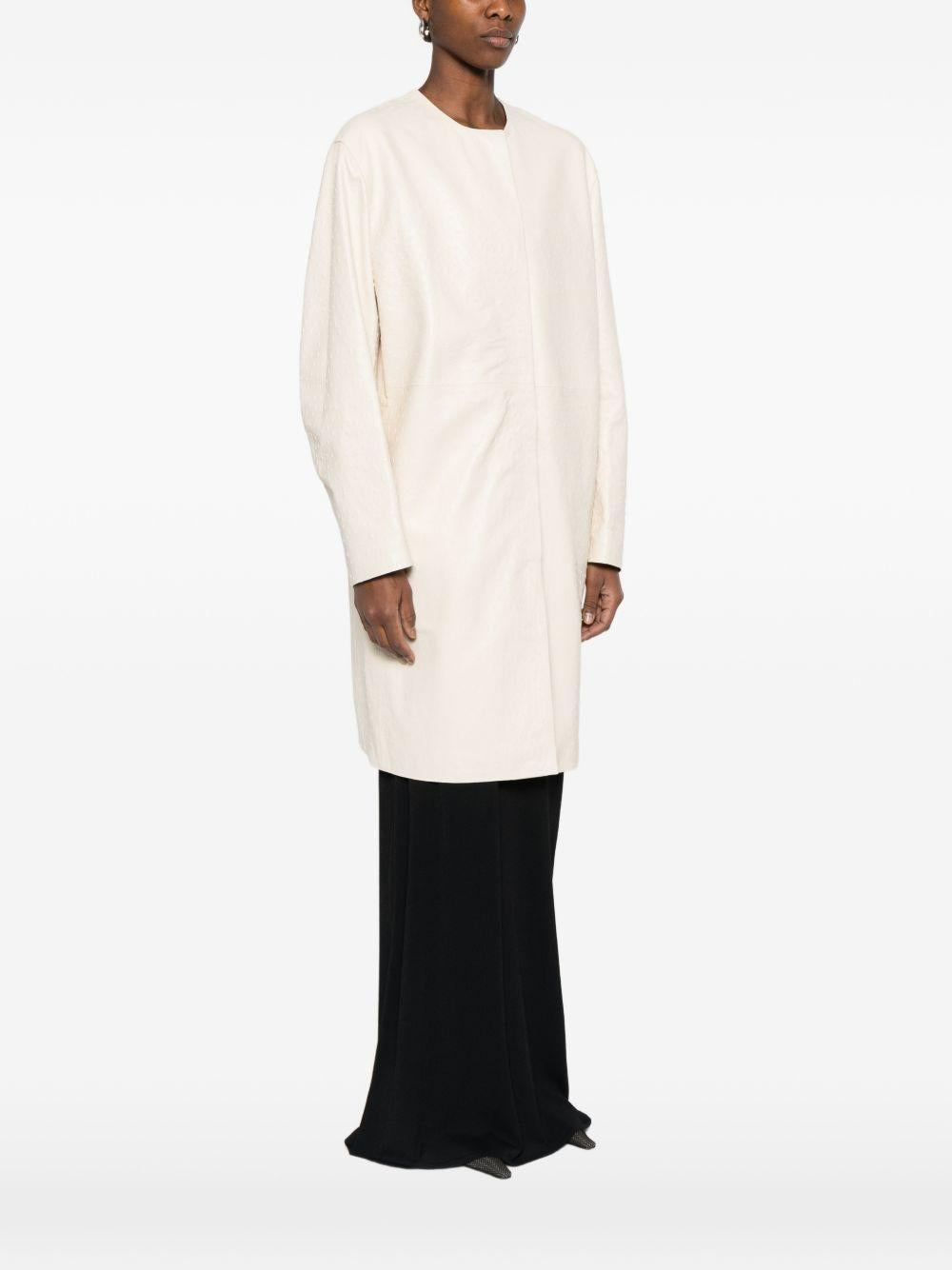 Cappotto monopetto senza colletto in bianco LouLou de Saison - donna 