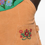 Pantaloncini ricamati con motivi floreali in marrone Found - uomo 