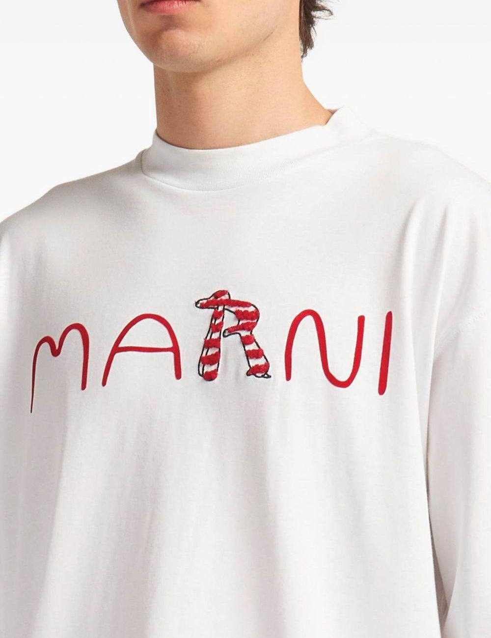 T-shirt con logo in bianco Marni - uomo 
