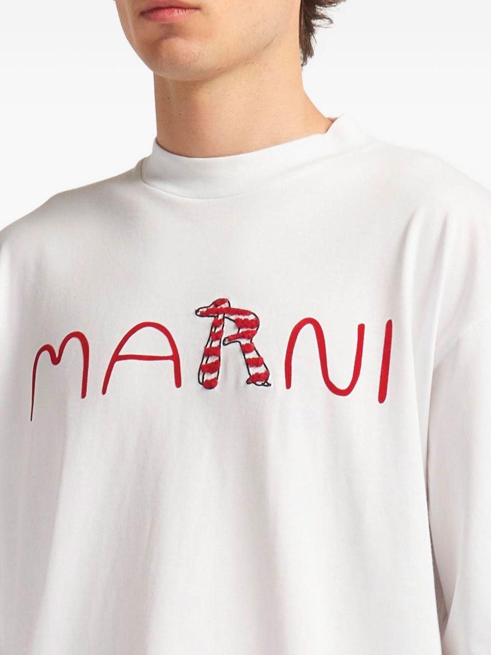 T-shirt con logo in bianco Marni - uomo 