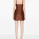 Abito corto con fiocco in marrone SHUSHU/TONG - donna 