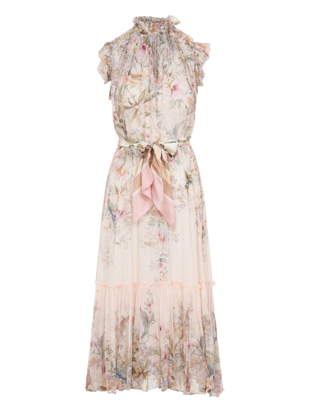 Abito midi con stampa floreale in crema Zimmermann - donna 