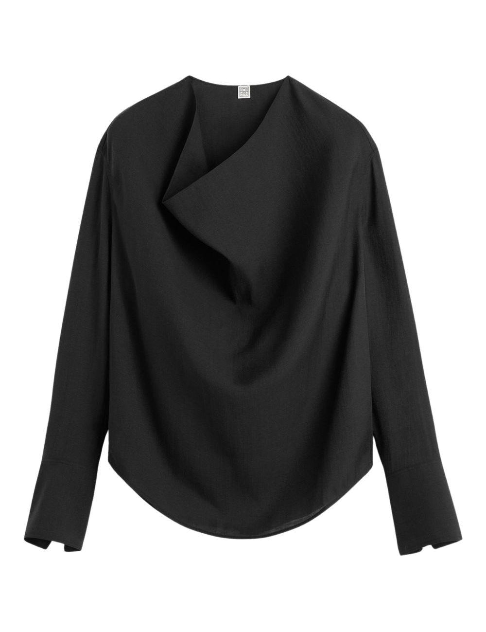 Blusa con scollo drappeggiato in nero Toteme - donna 