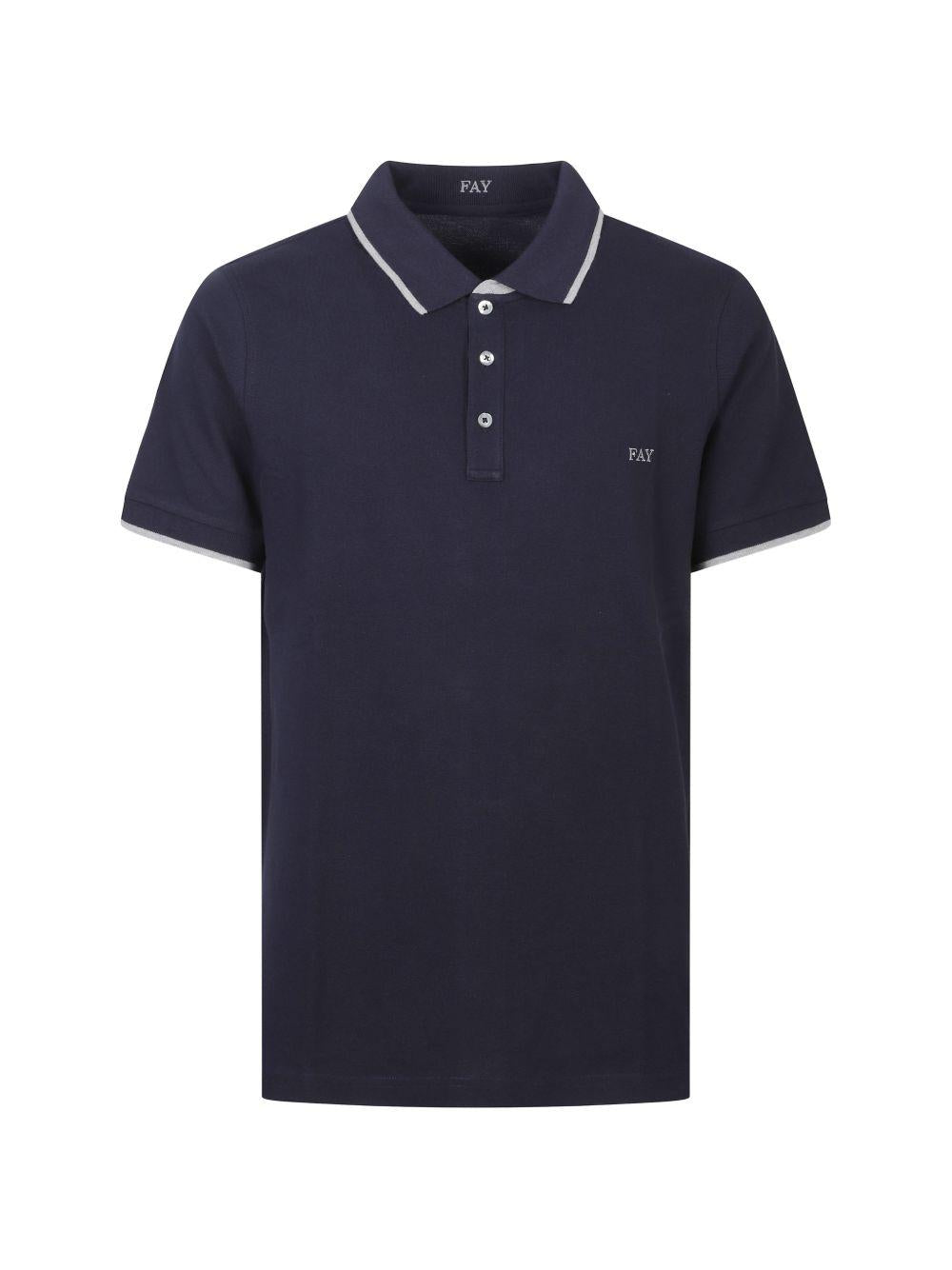 Polo aderente in blu Fay - uomo 