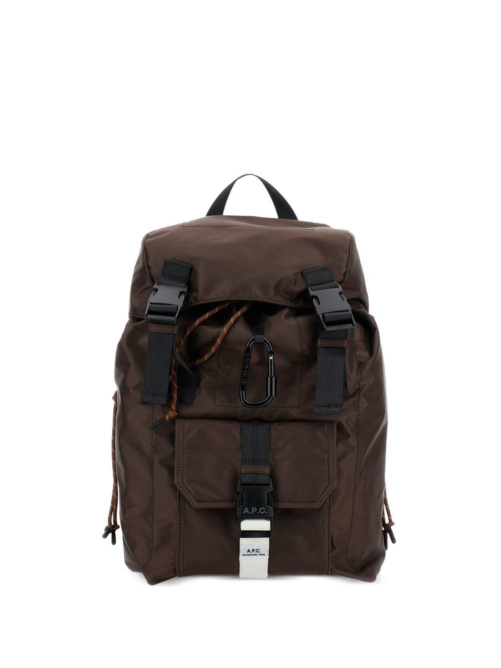 Zaino con fibbia e logo in marrone A.P.C. - uomo 