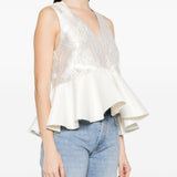Top con peplum in bianco Ganni - donna 