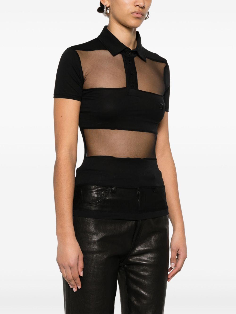 Polo semi trasparente a righe in nero Coperni - donna 