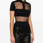 Polo semi trasparente a righe in nero Coperni - donna 