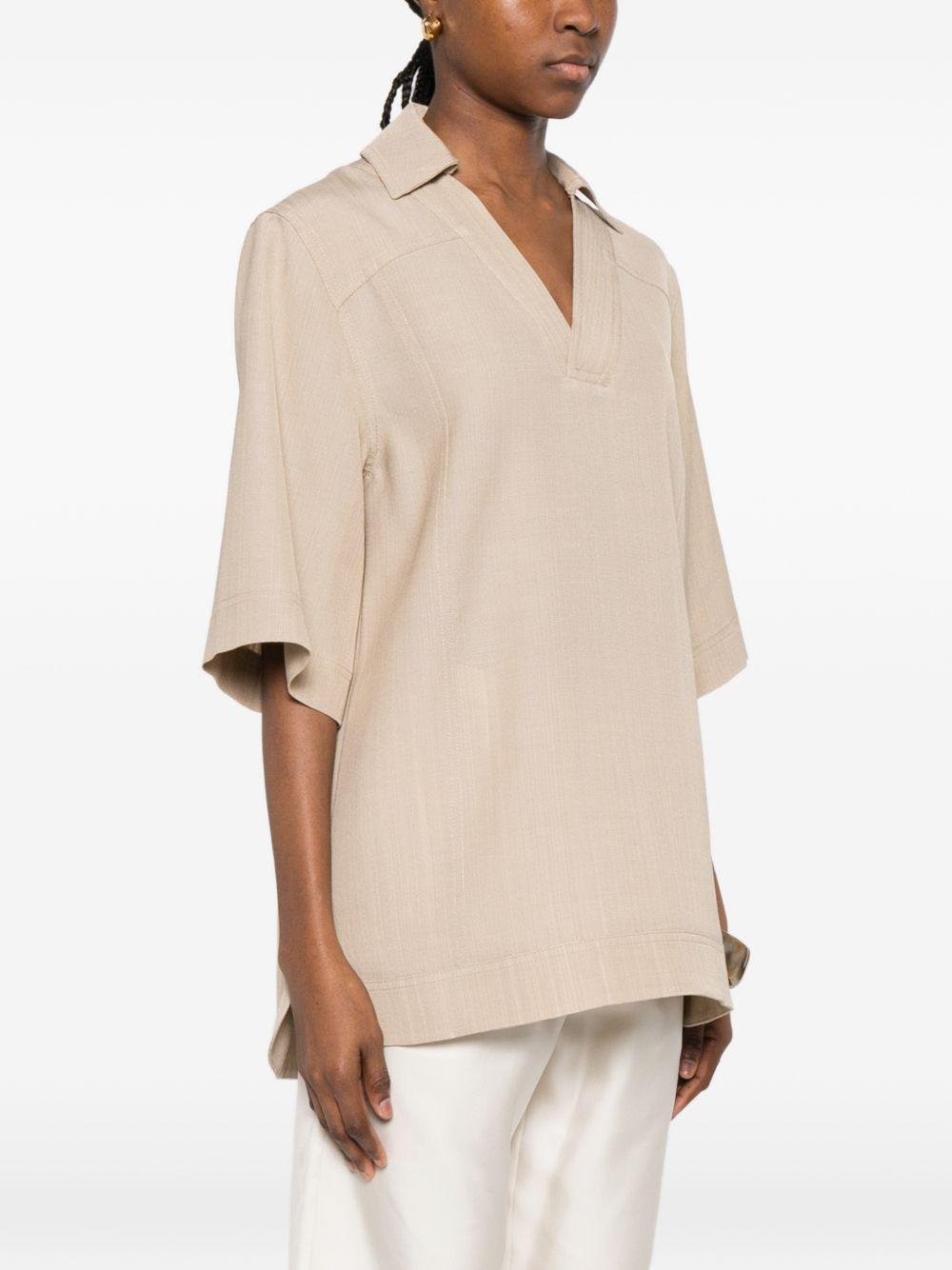 T-shirt con scollo a v ermo in beige Loulou de saison - donna 