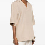 T-shirt con scollo a v ermo in beige Loulou de saison - donna 