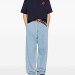 T-shirt D Hibiscus Brodée in blu Drole de monsieur - uomo 
