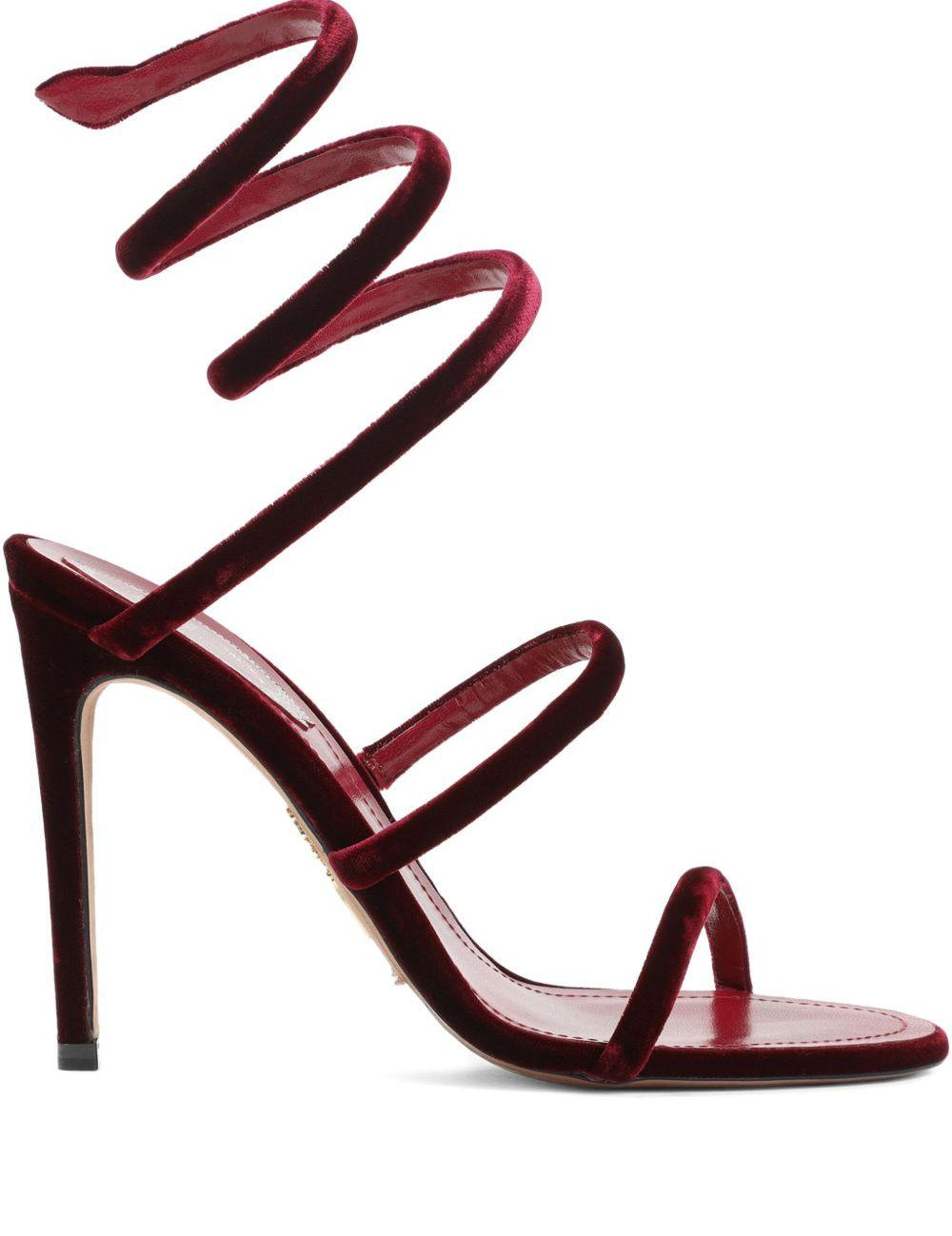 Sandali in velluto cleo in rosso Rene caovilla - donna 