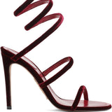 Sandali in velluto cleo in rosso Rene caovilla - donna 