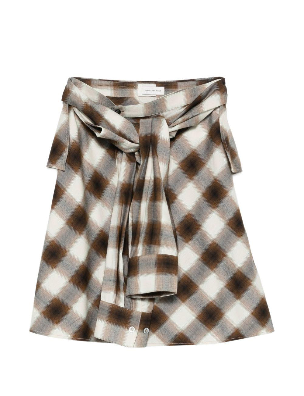 Gonna midi a quadri in marrone e bianco Feng Chen Wang - donna 
