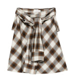 Gonna midi a quadri in marrone e bianco Feng Chen Wang - donna 