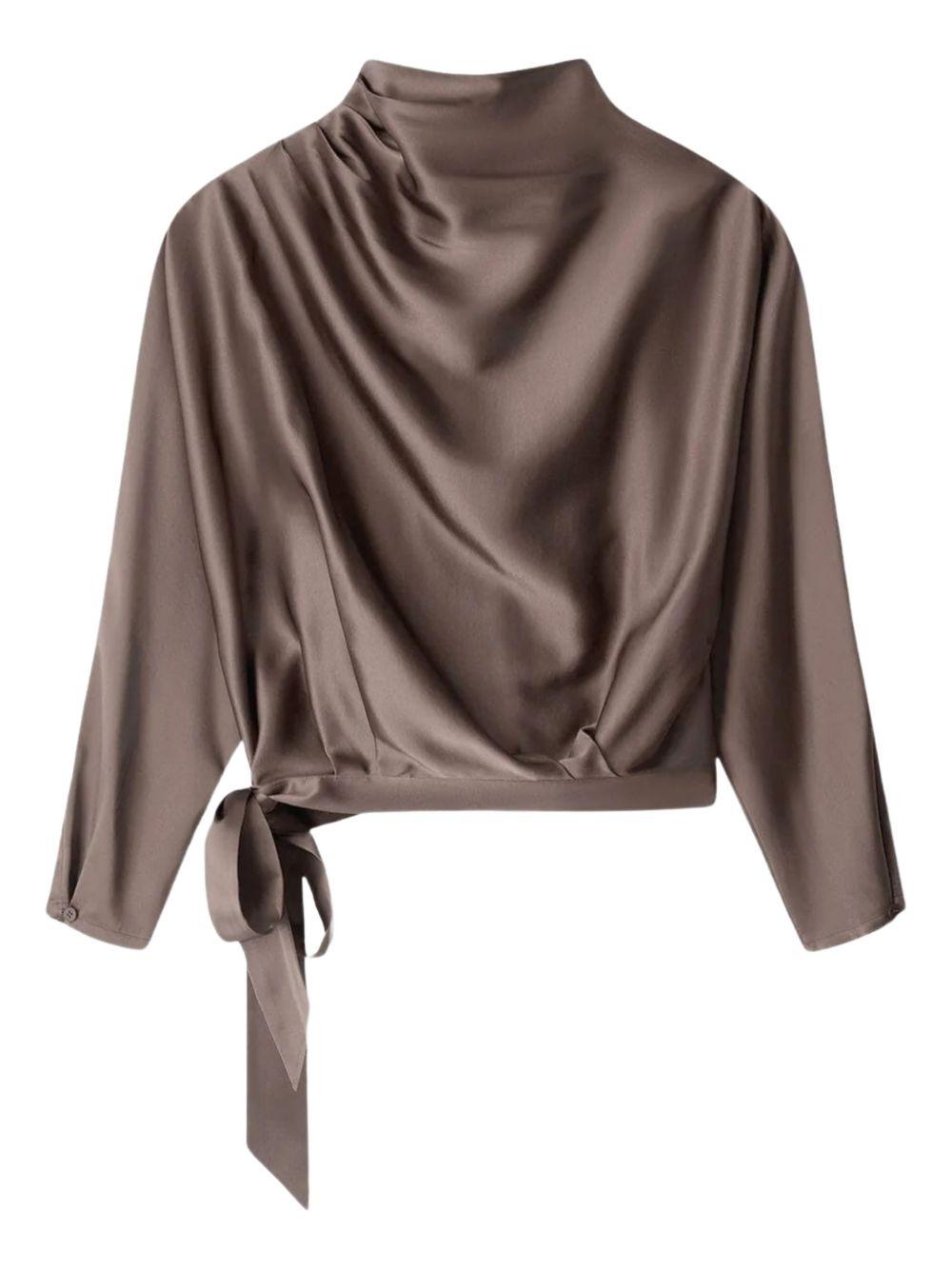 BLUSA Phoebe a maniche lunghe in seta in marrone Staud - donna 
