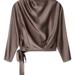 BLUSA Phoebe a maniche lunghe in seta in marrone Staud - donna 