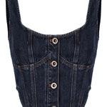 Top a corsetto in denim in blu Self-portrait - donna 