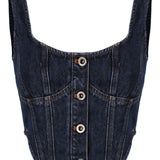 Top a corsetto in denim in blu Self-portrait - donna 