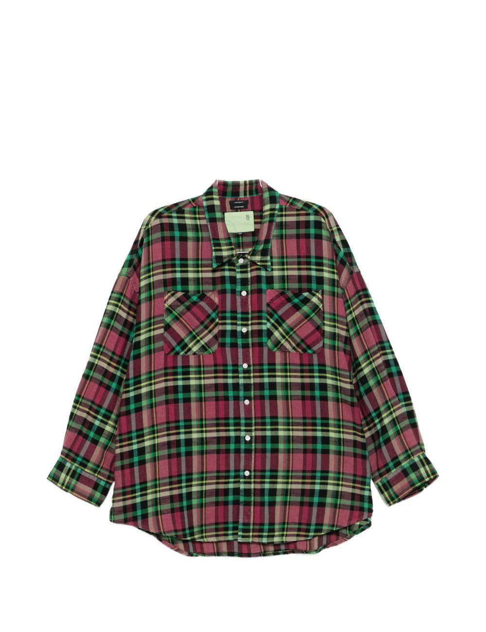Camicia a quadri con taschino in rosa R13 - donna 