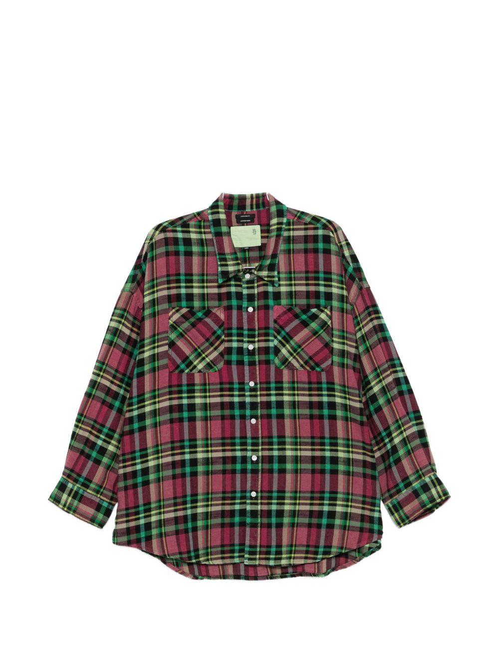 Camicia a quadri con taschino in rosa R13 - donna 