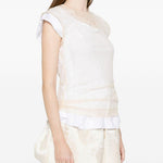 T-shirt a strati in pizzo in bianco e beige Simone rocha - donna 
