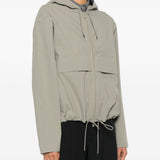 Giacca con cappuccio e zip in grigio Rains - donna 