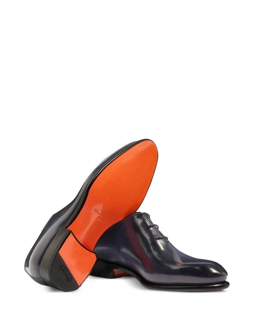 Derby Oxford stringate in pelle in blu 