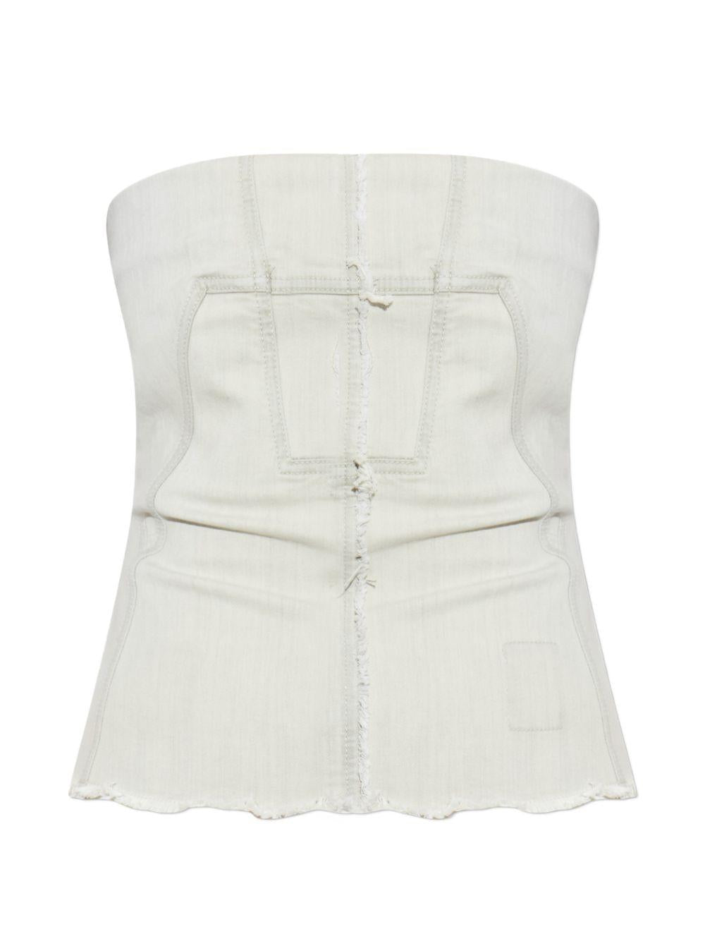 Top a fascia con bordo vivo in bianco Rick owens drkshdw - donna 