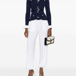 Cardigan a coste con cintura in blu 