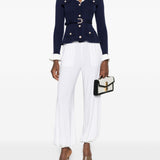 Cardigan a coste con cintura in blu 