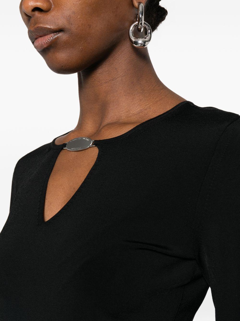 Maglione con scollo a v e targa con logo in nero Alexander wang - donna 