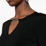 Maglione con scollo a v e targa con logo in nero Alexander wang - donna 